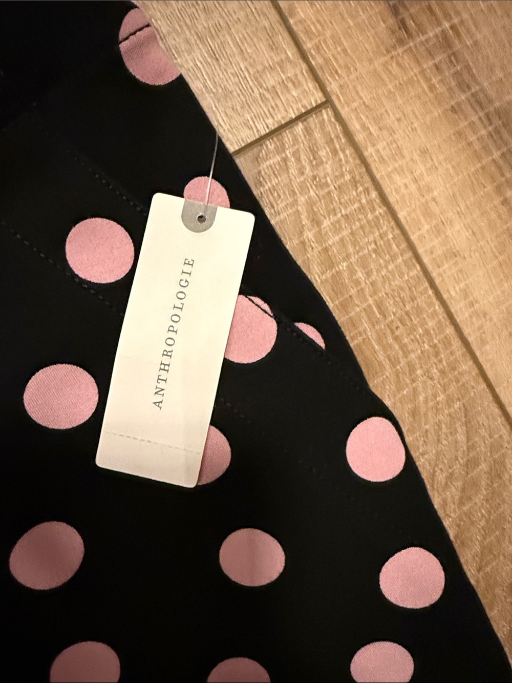 NEW Anthropologie Black pants with Pink Polka Dot & Heart Print - Picture 4 of 15